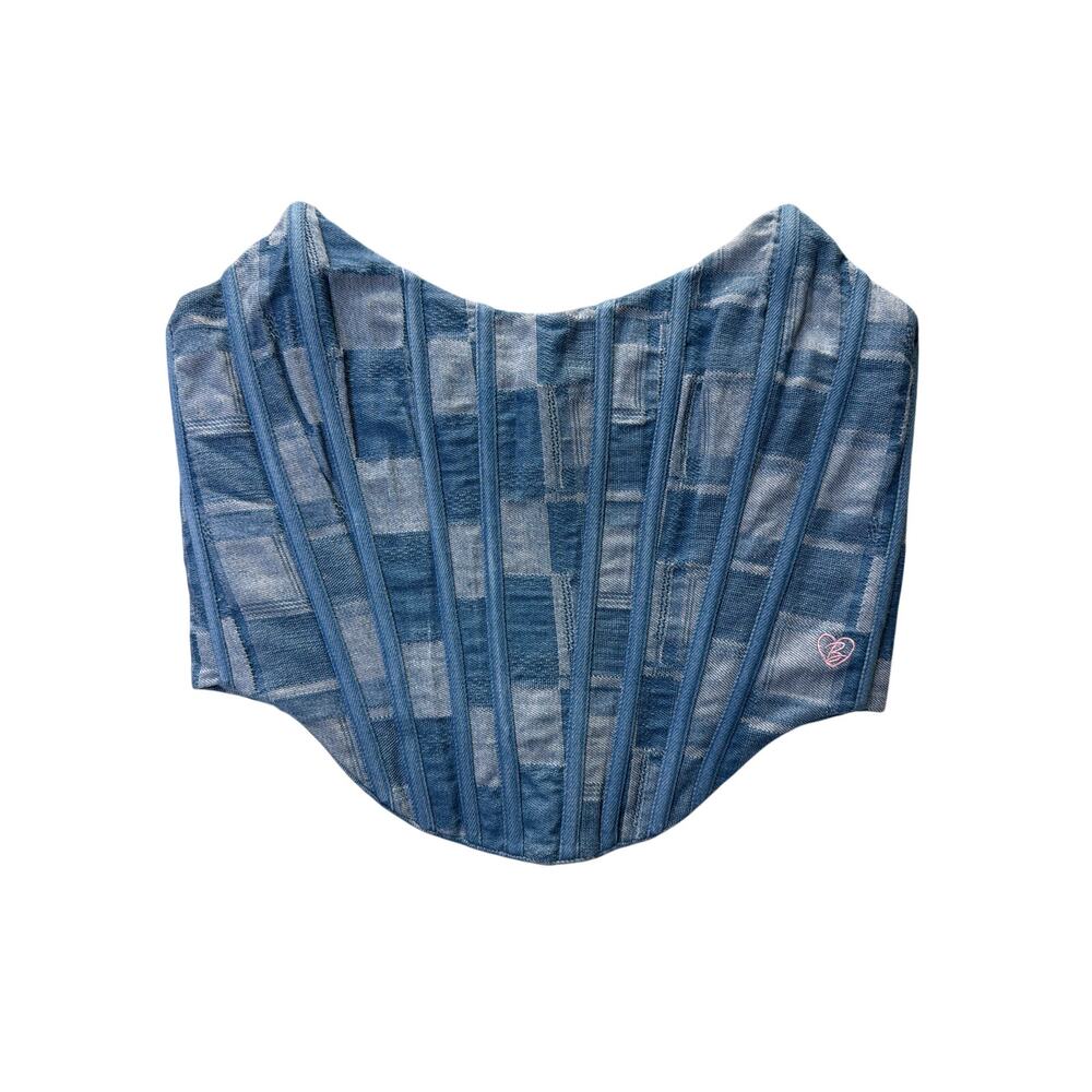 0114 Bydee Denim Corset Top Blue Size L